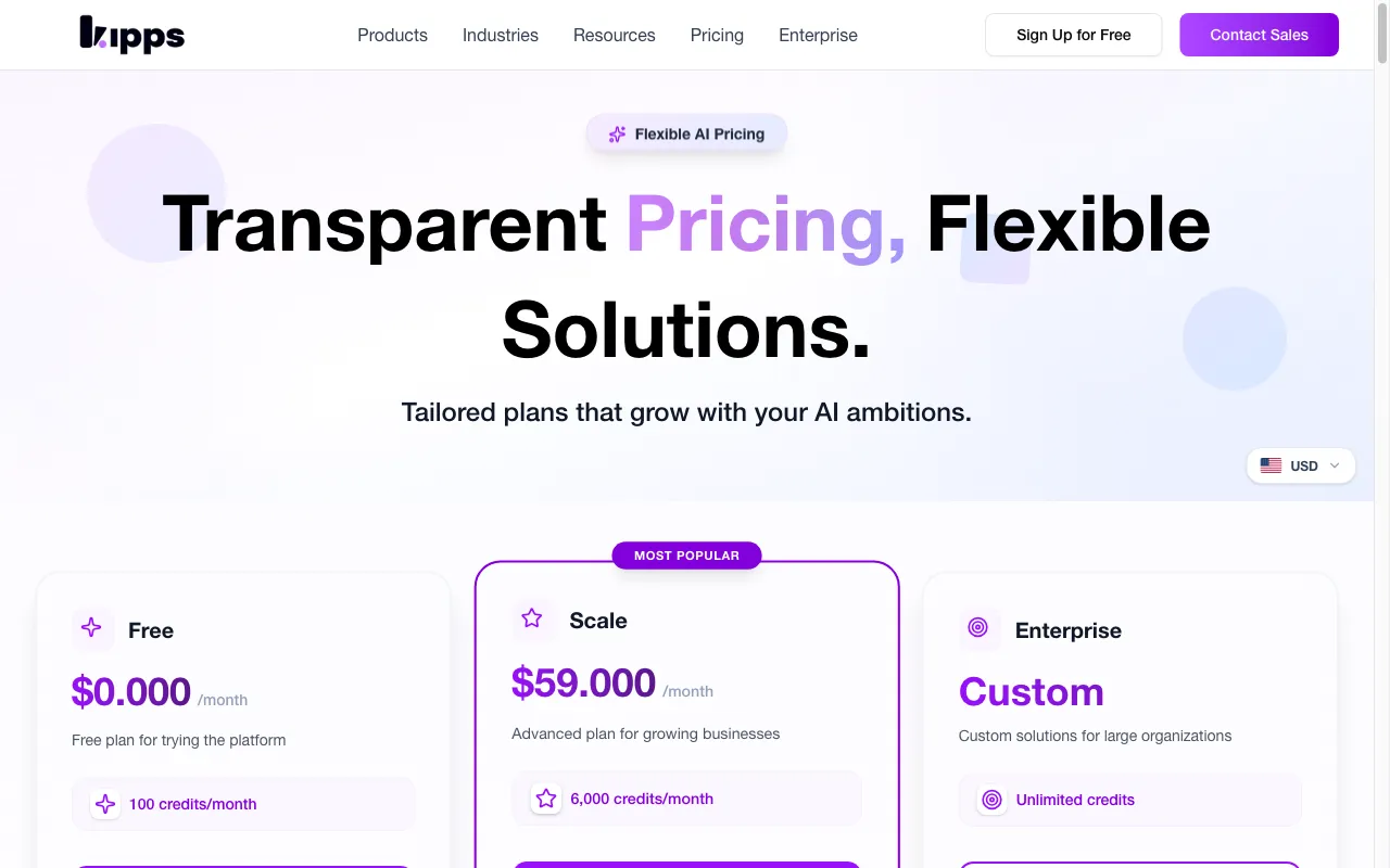 Kipps AI — pricing page
