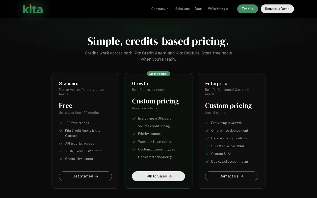 Kita — pricing page