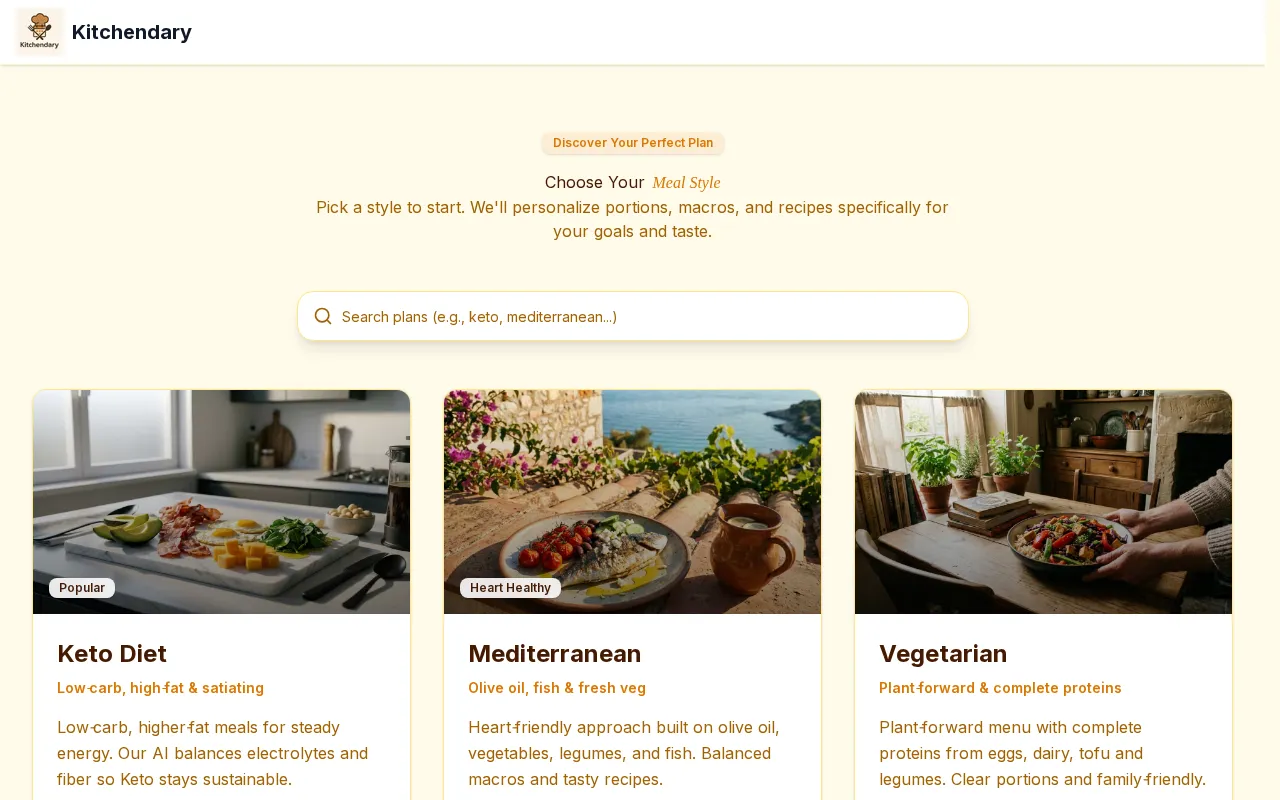 Kitchendary — pricing page