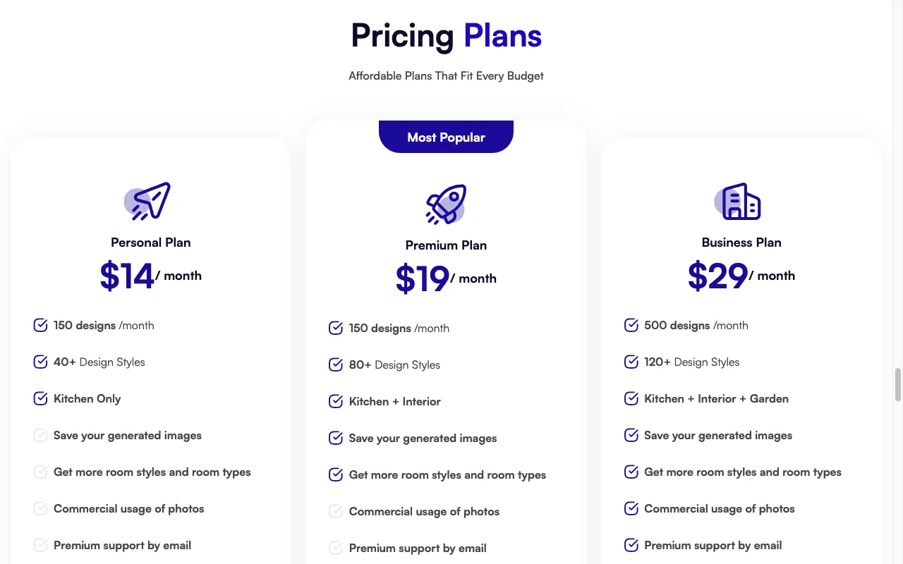 kitchenGPT.io — pricing page