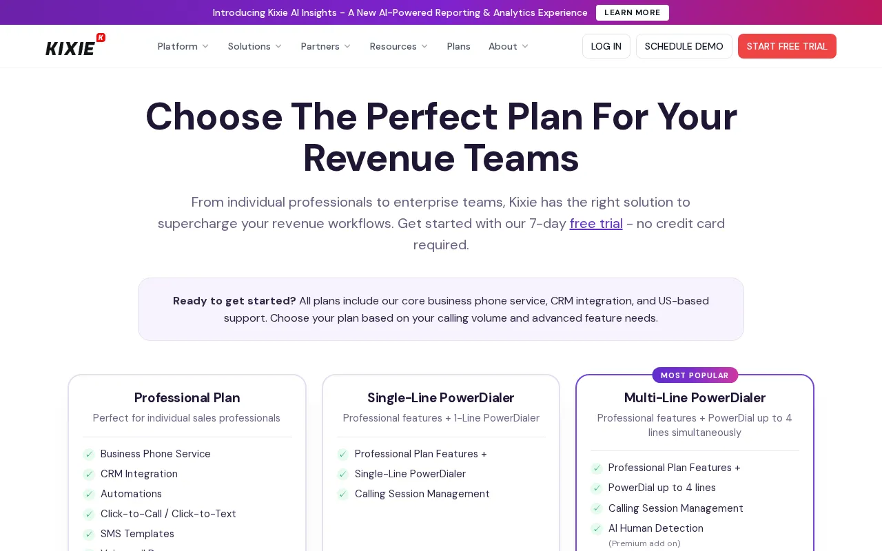 Kixie — pricing page