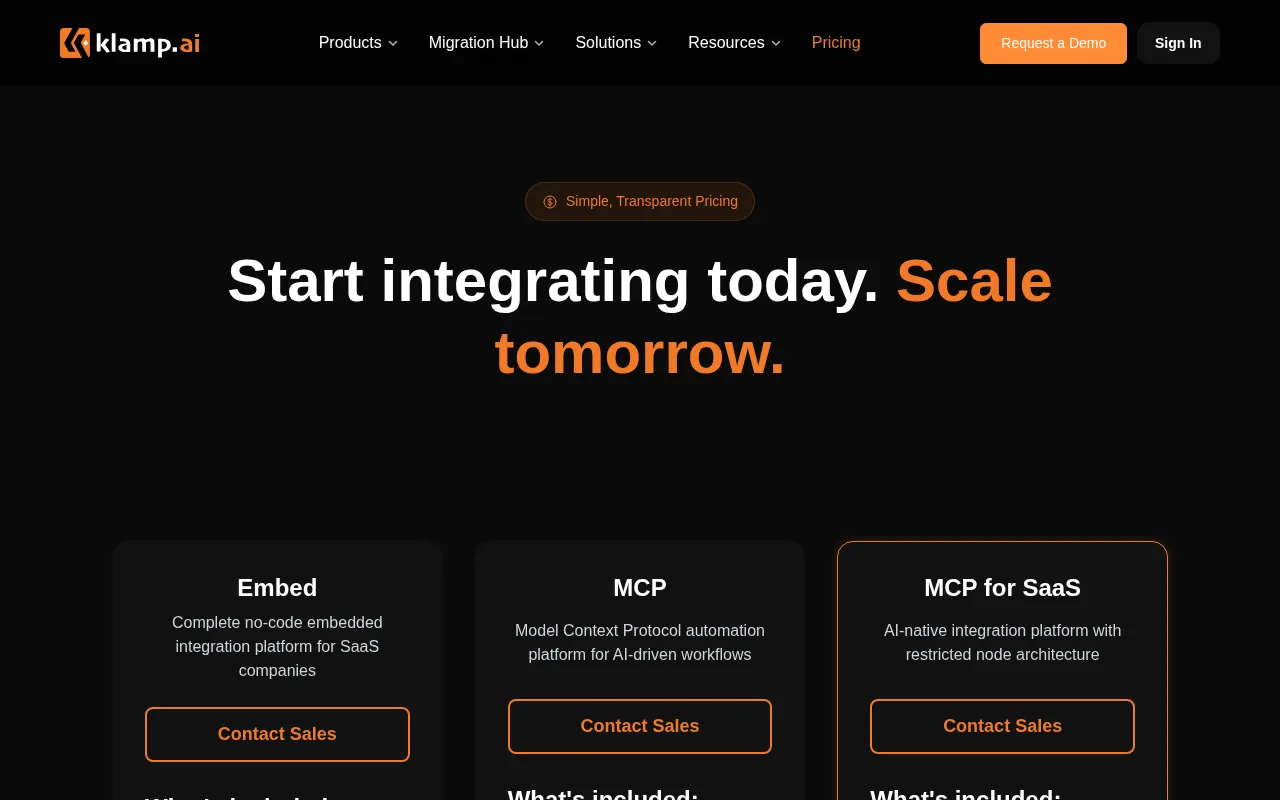 Klamp — pricing page