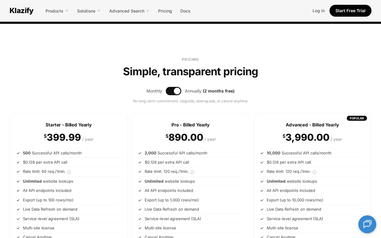 Klazify — pricing page