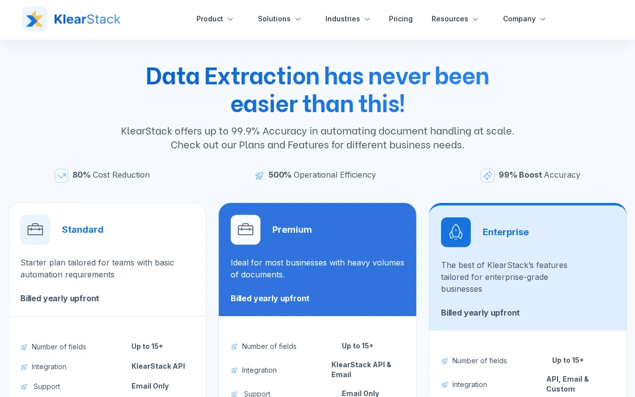 KlearStack — pricing page