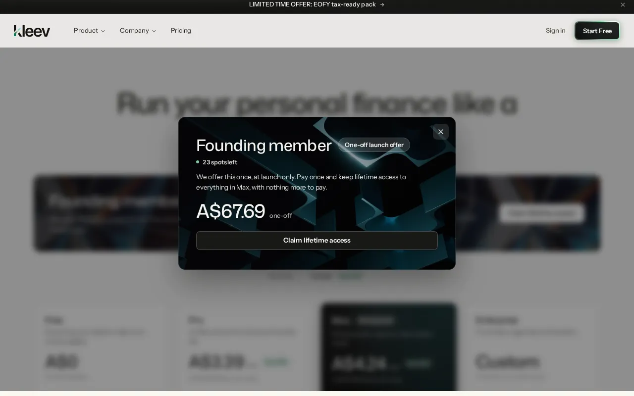 Kleev — pricing page