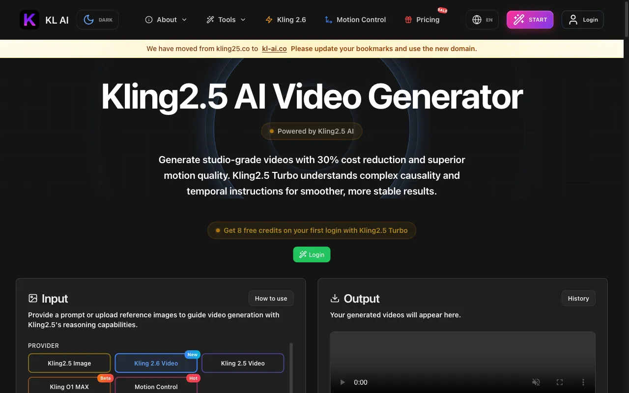 Kling 2.5 AI — preview screenshot