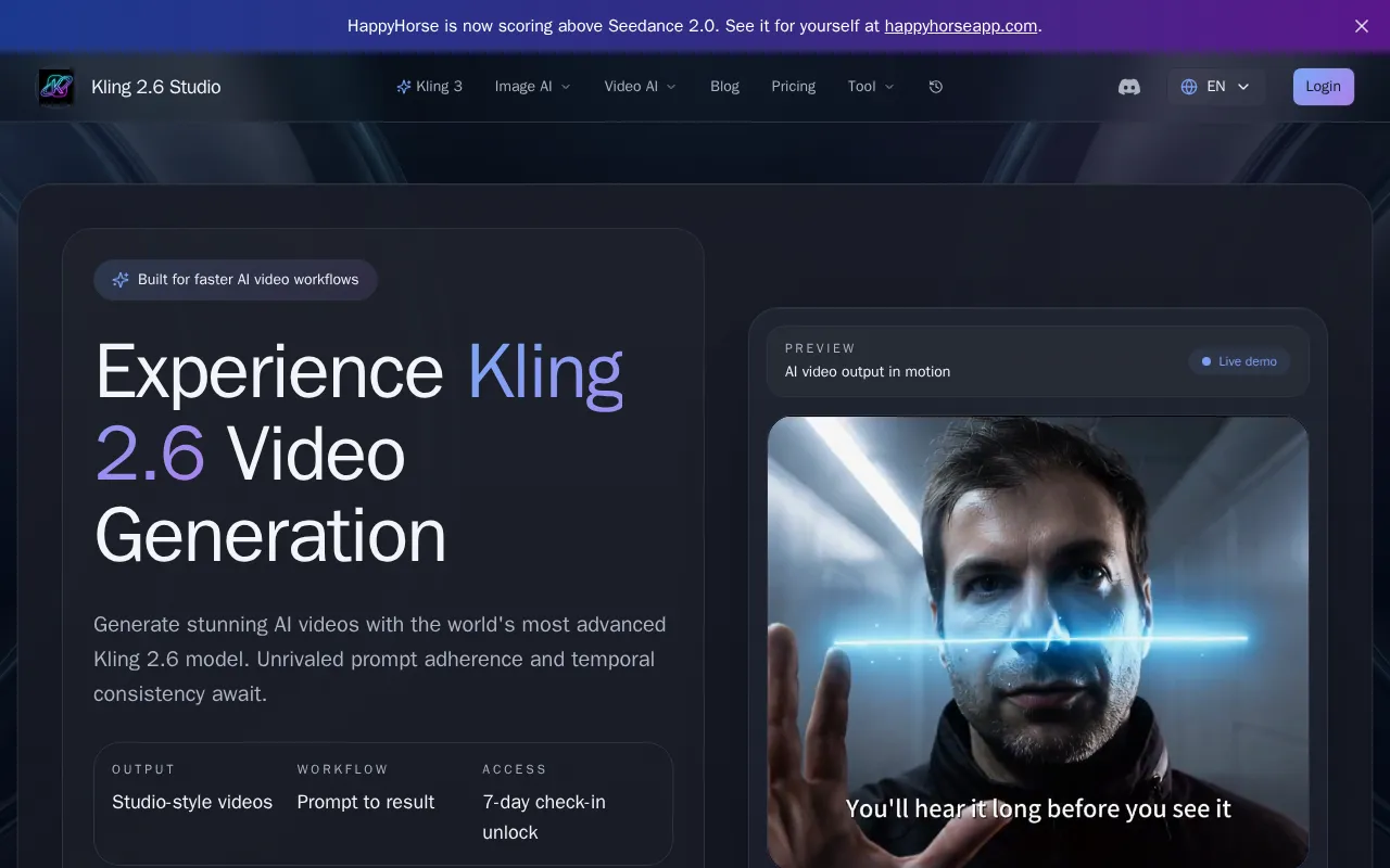 Kling 2.6 Studio — preview screenshot