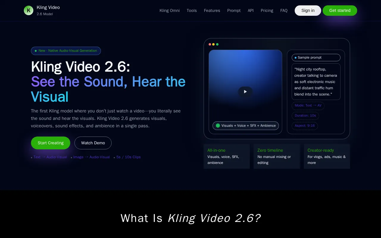 Kling Video 2.6 Model — preview screenshot