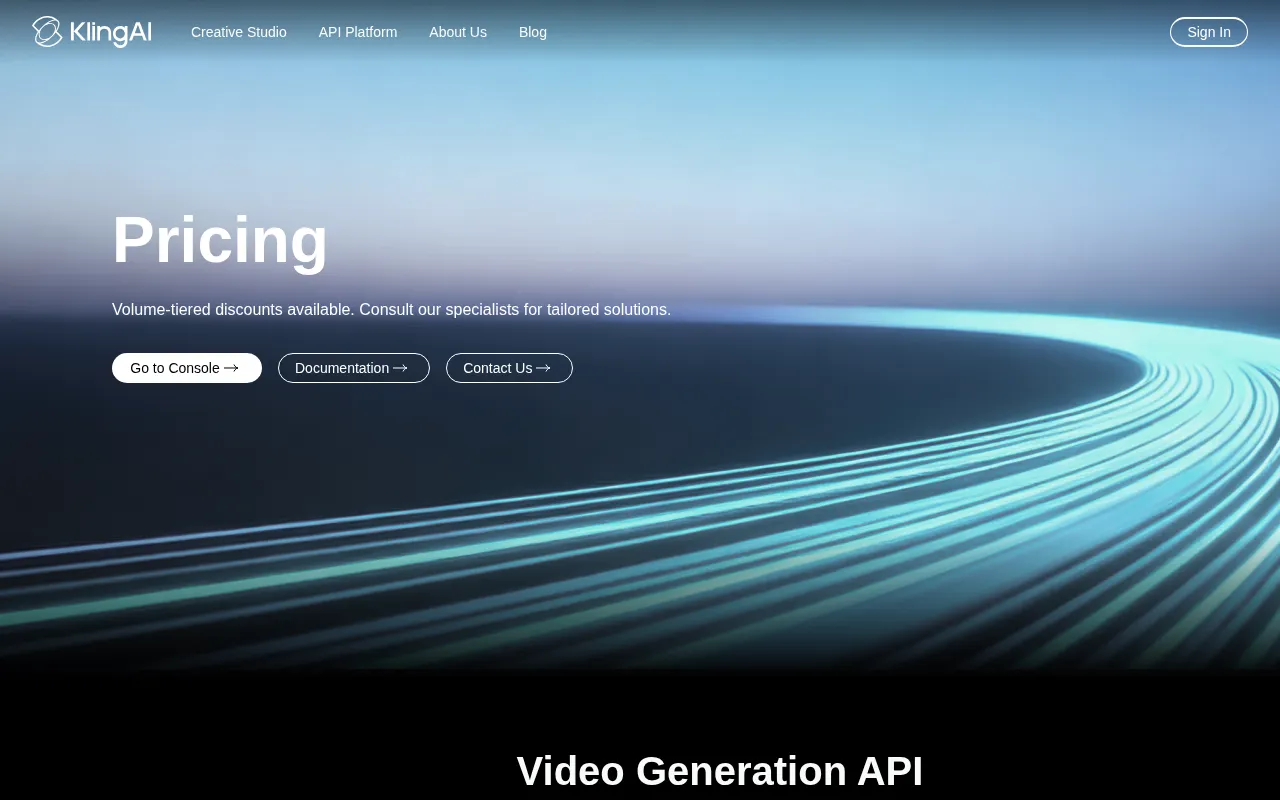 Kling — pricing page