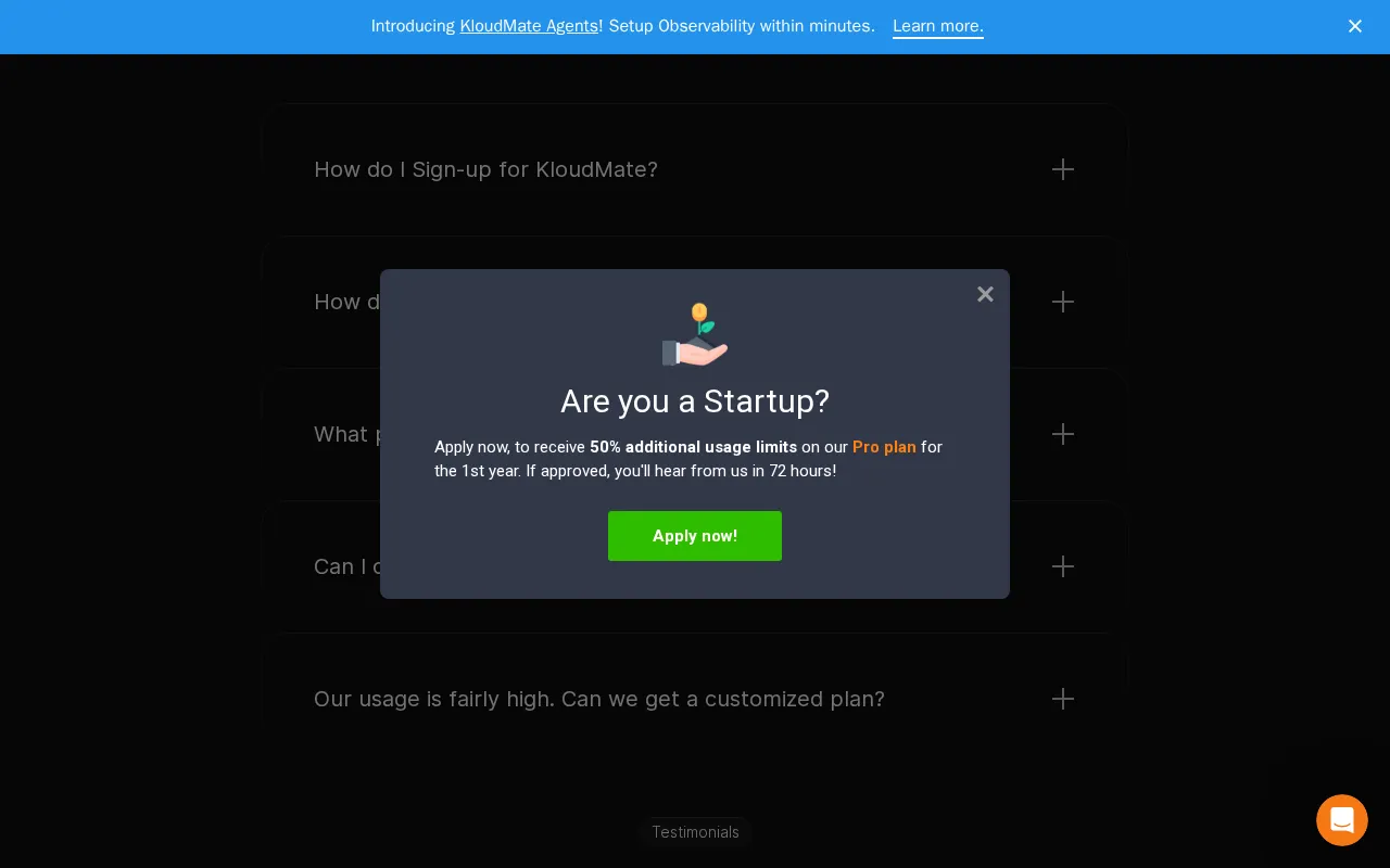 KloudMate — pricing page