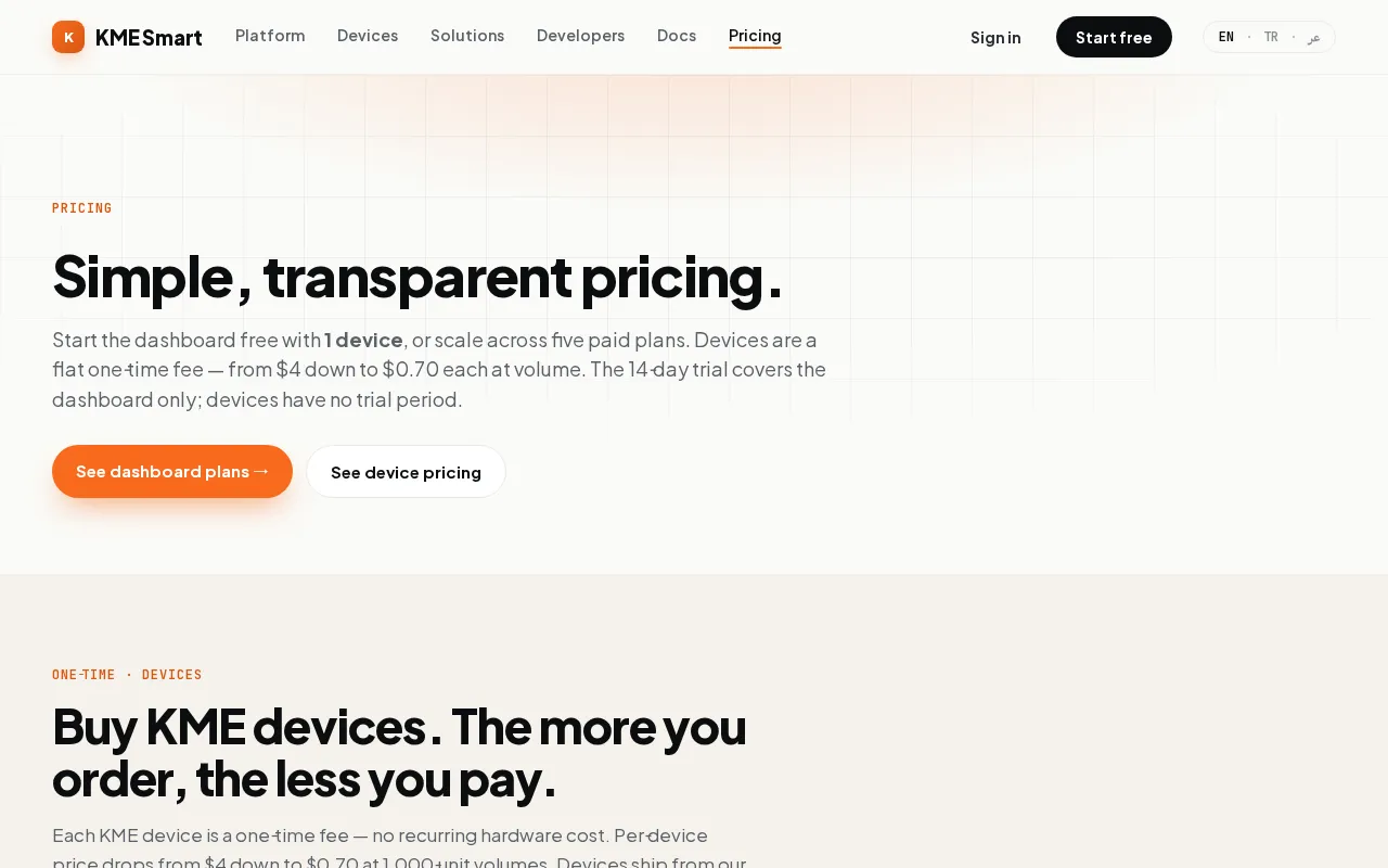 KME Smart — pricing page