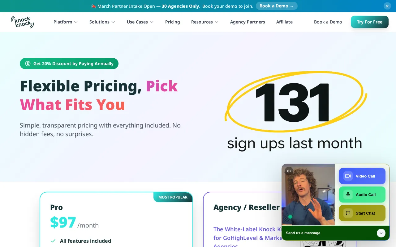 Knock Knock — pricing page