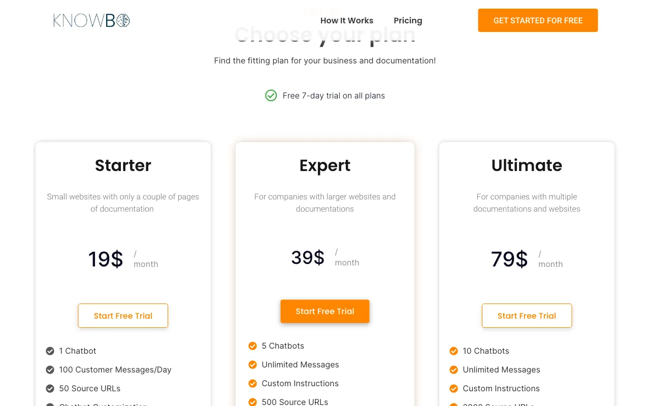 Knowbo — pricing page