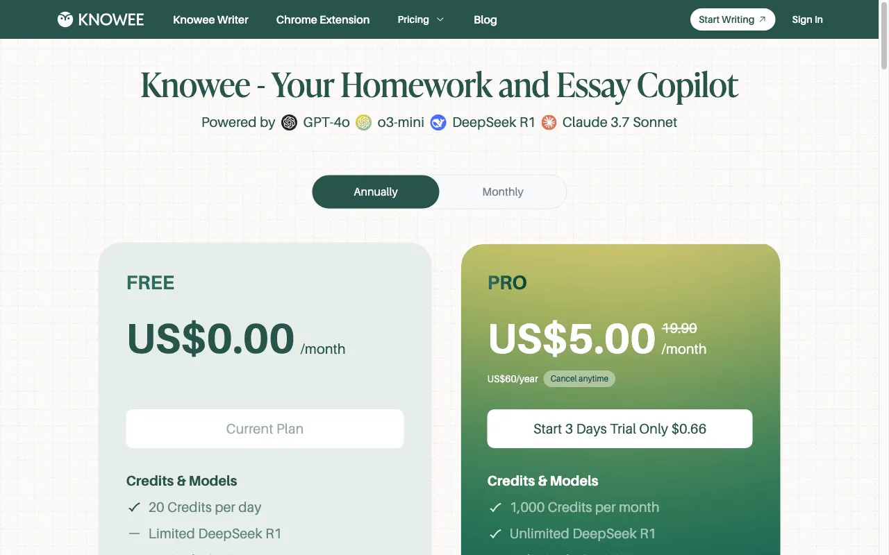 Knowee AI — pricing page