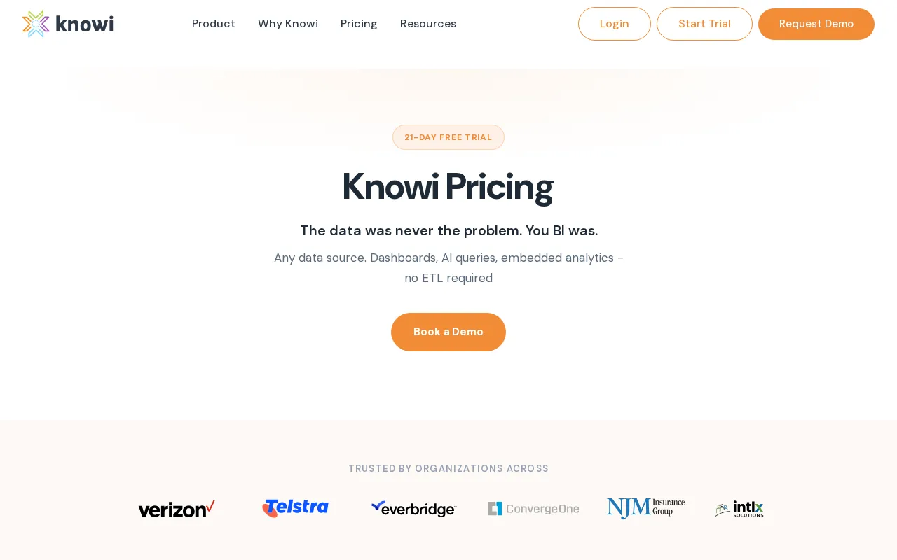 Knowi — pricing page