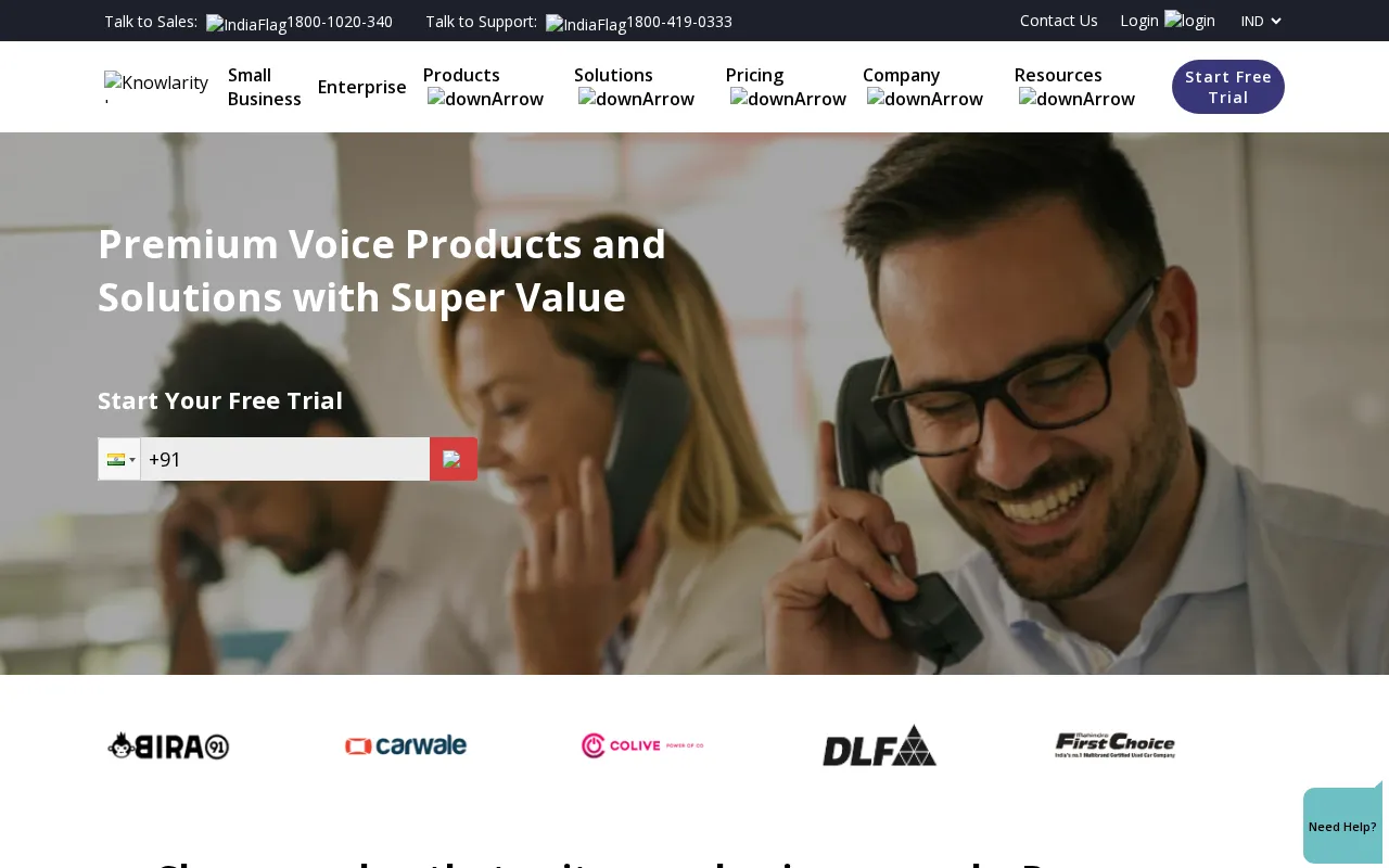 Knowlarity — pricing page