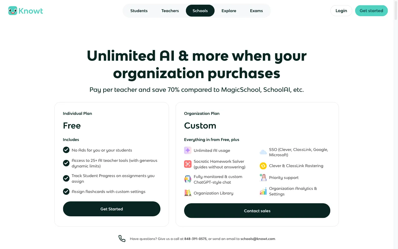 knowt.io — pricing page