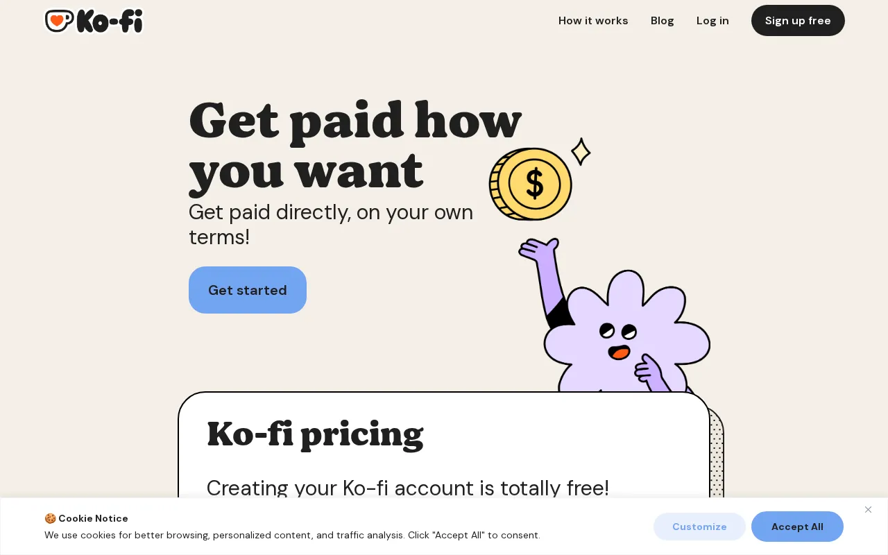 Ko-fi.com — pricing page