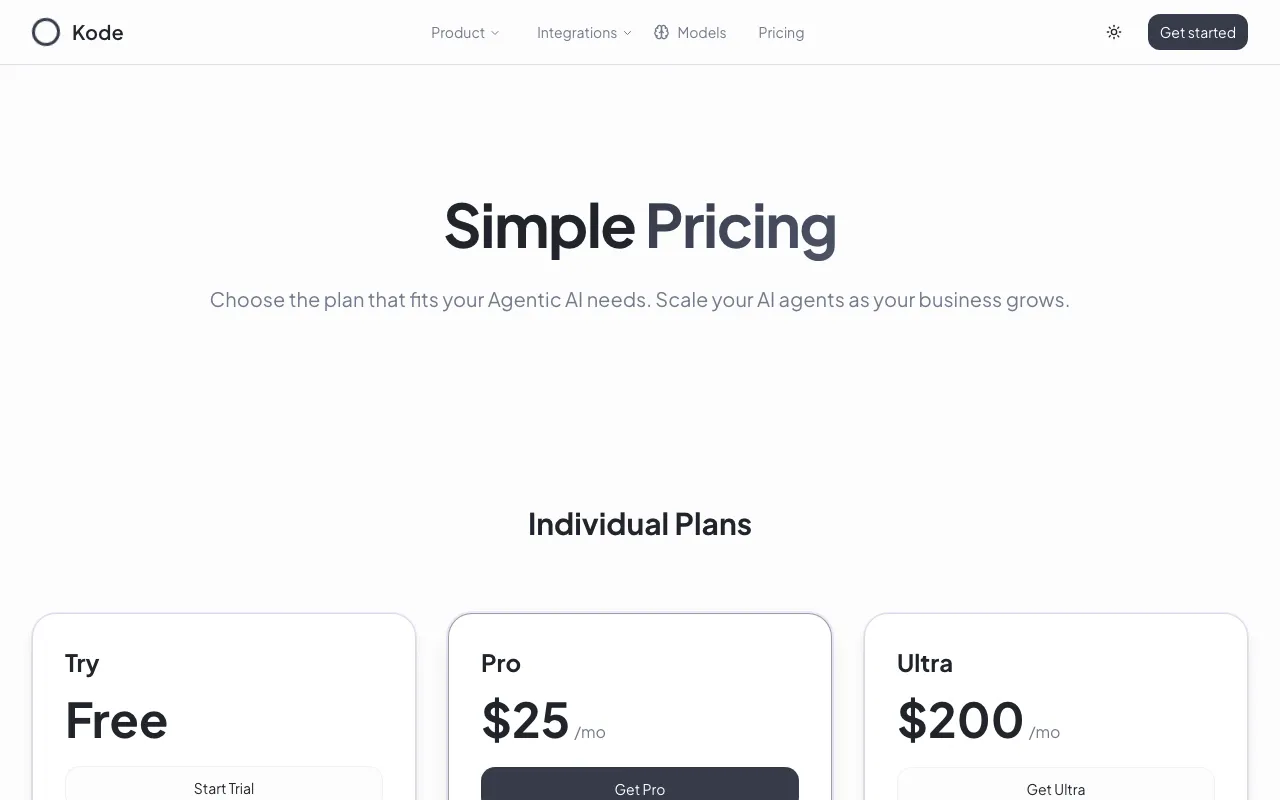 Kode AI — pricing page