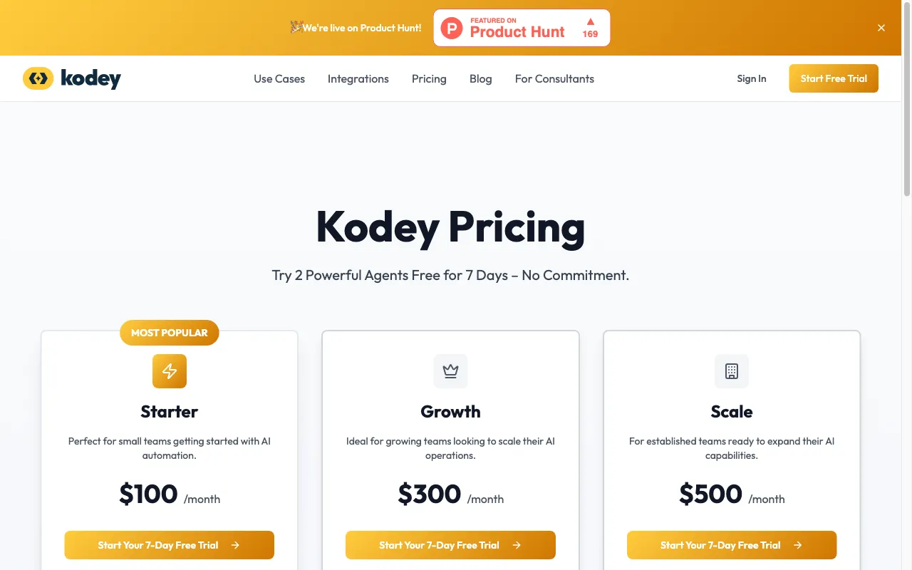 Kodey.ai — pricing page