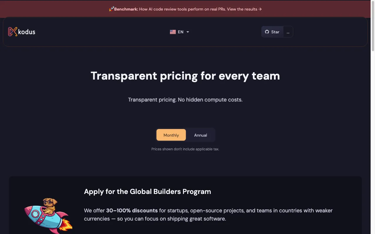 Kodus — pricing page