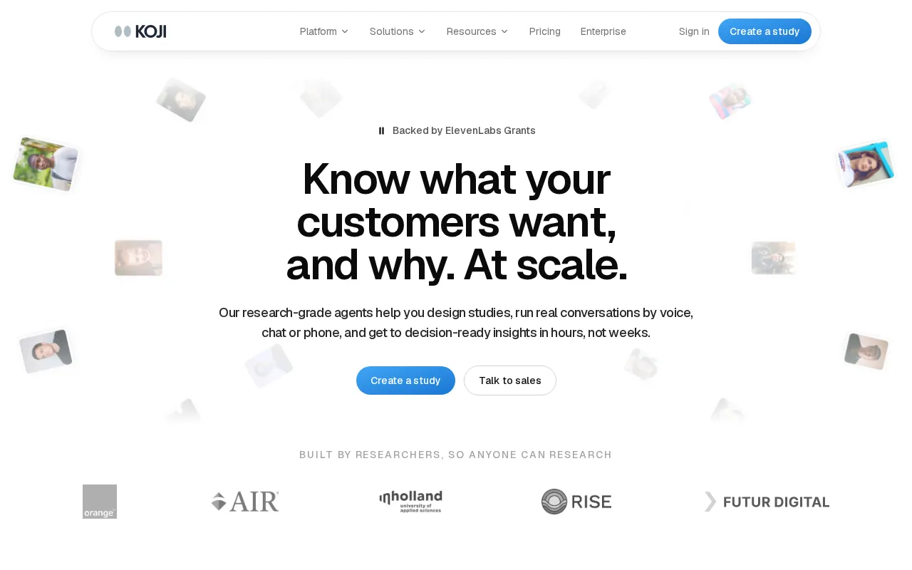 Koji AI-Native Research Platform — preview screenshot