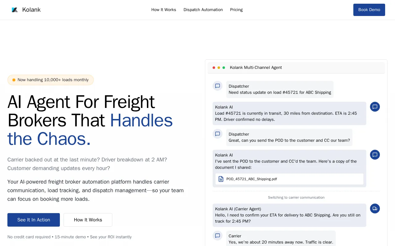 Kolank AI - Freight Broker Automation — preview screenshot