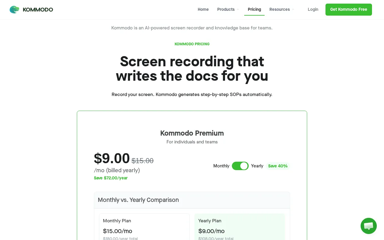 Kommodo — pricing page