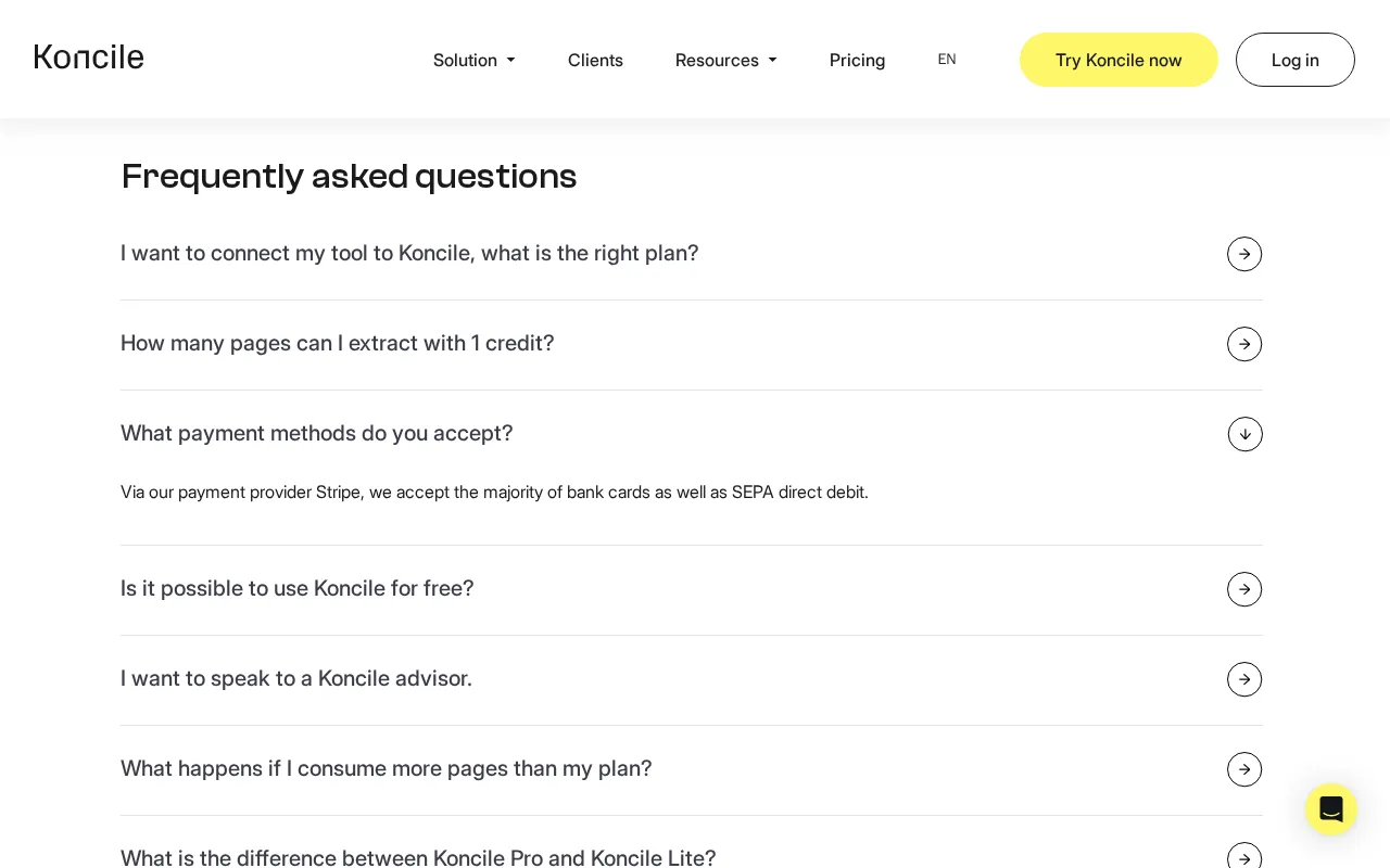 Koncile — pricing page