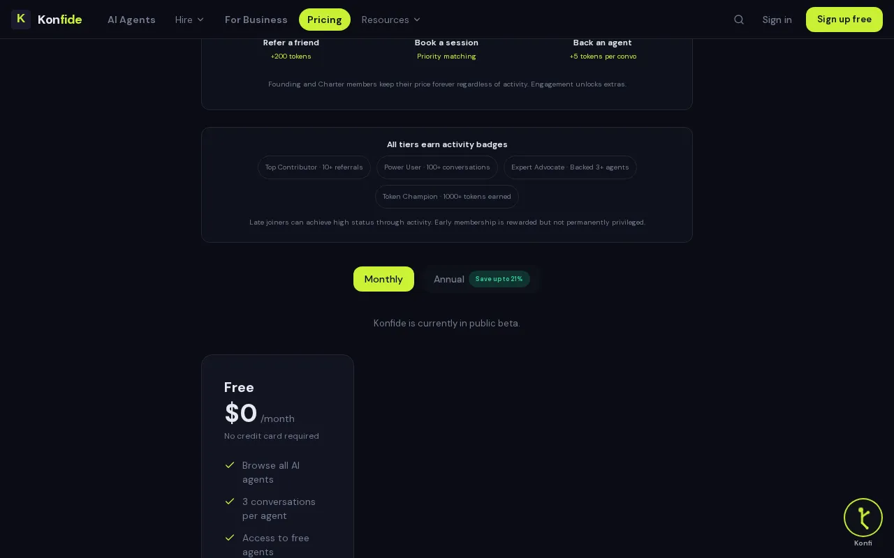Konfide — pricing page