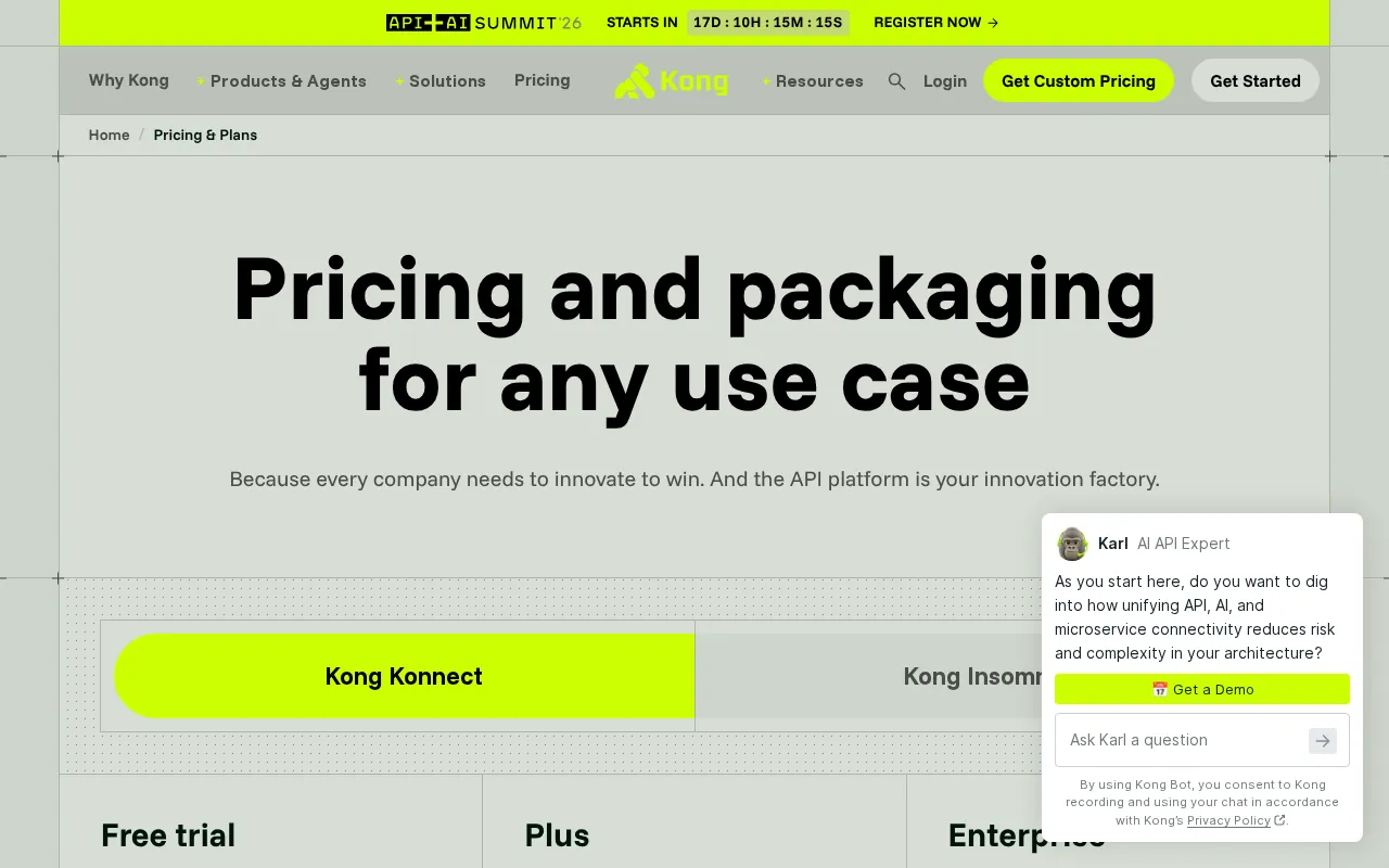 Kong Konnect — pricing page