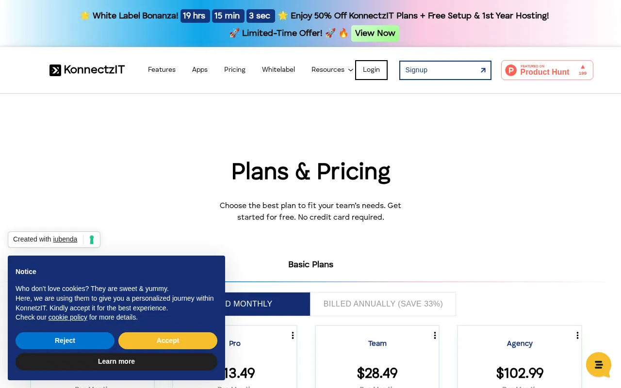 KonnectzIT — pricing page