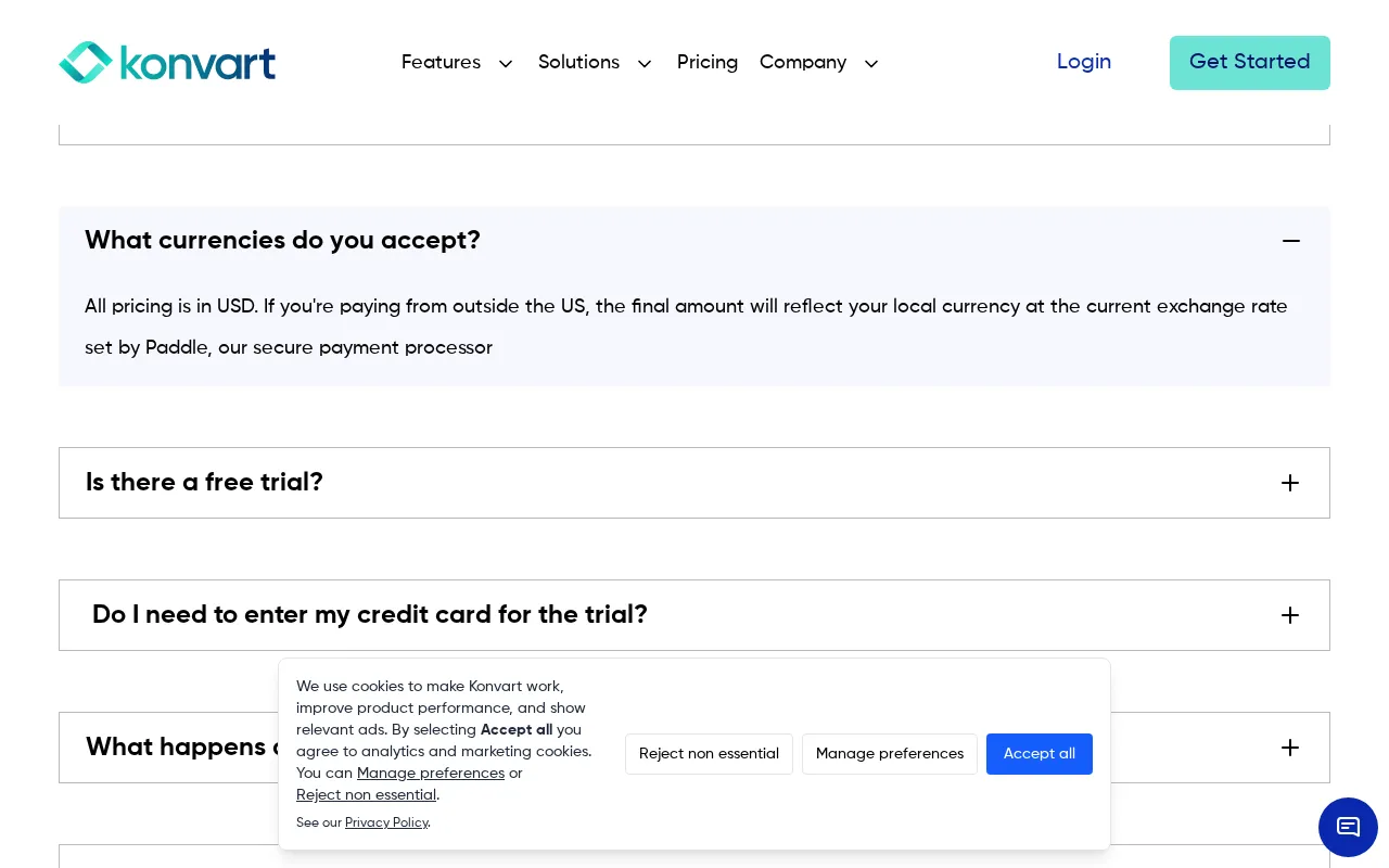 Konvart — pricing page