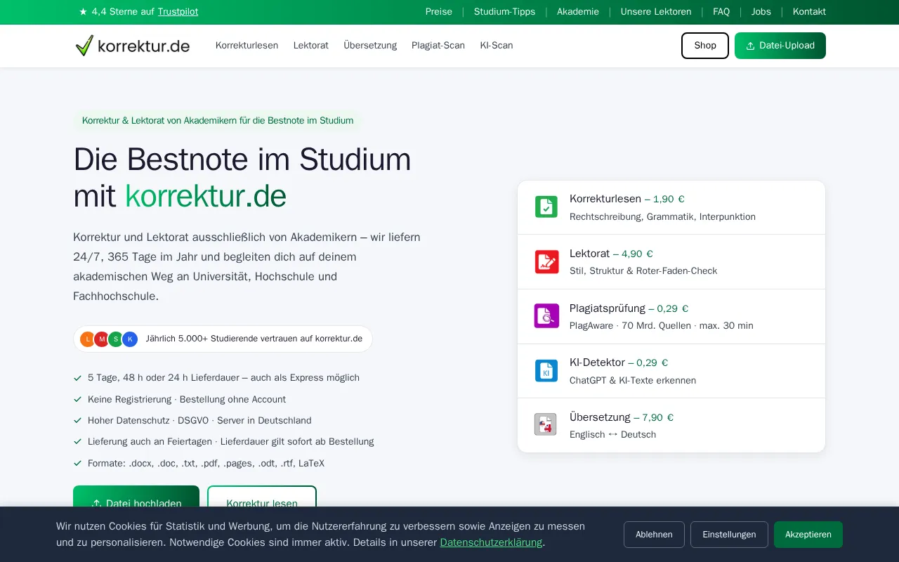 korrektur.de — preview screenshot