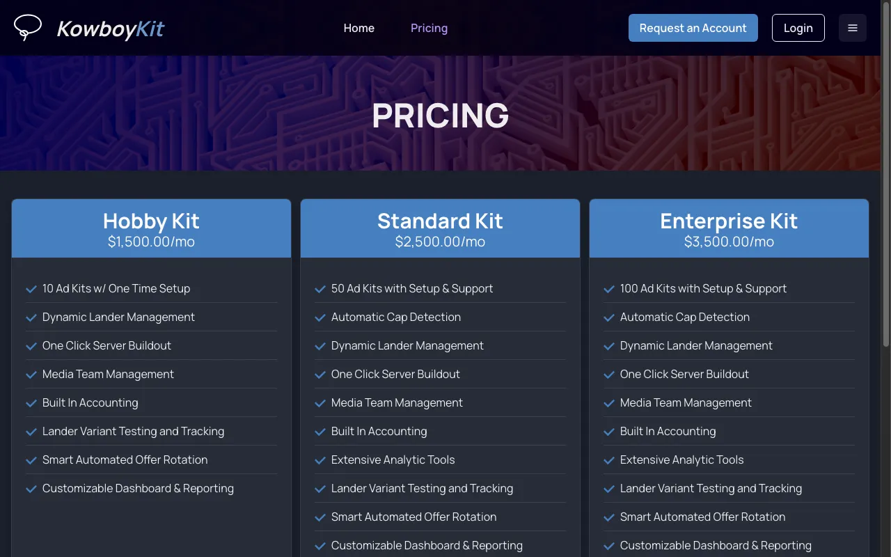 kowboykit.com — pricing page