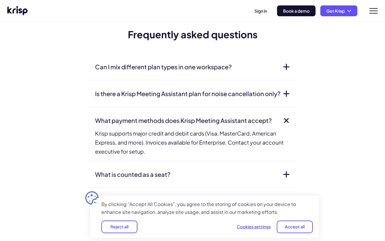 Krisp — pricing page