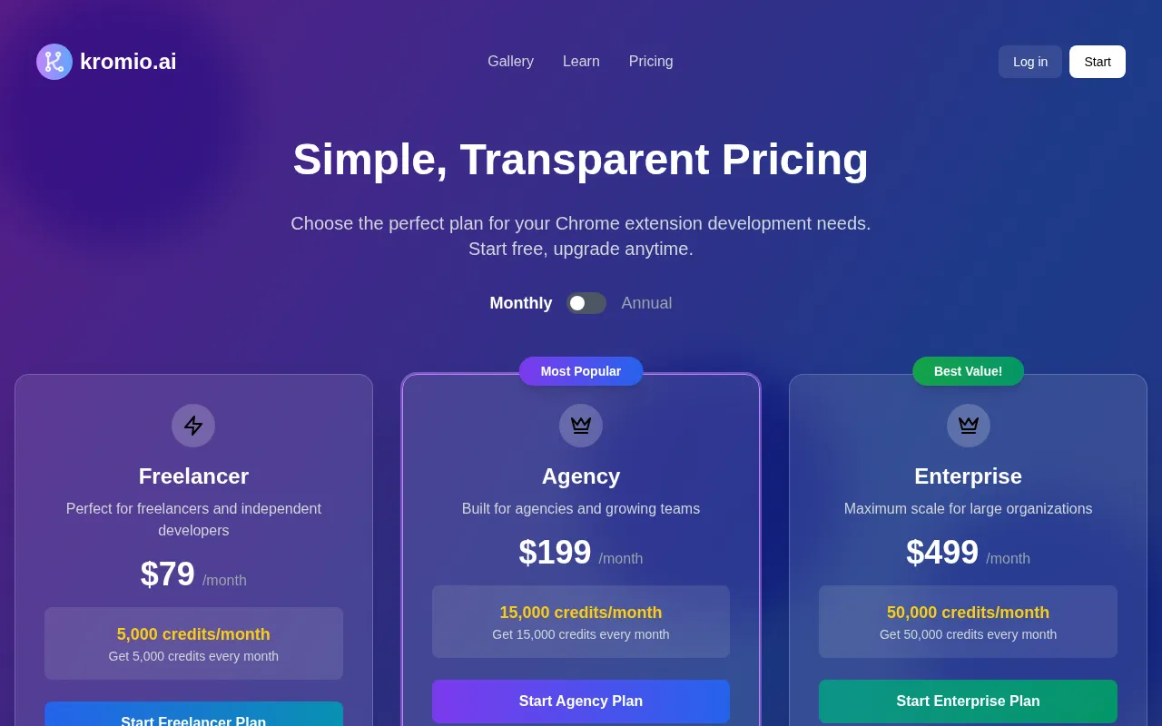 Kromio.ai — pricing page
