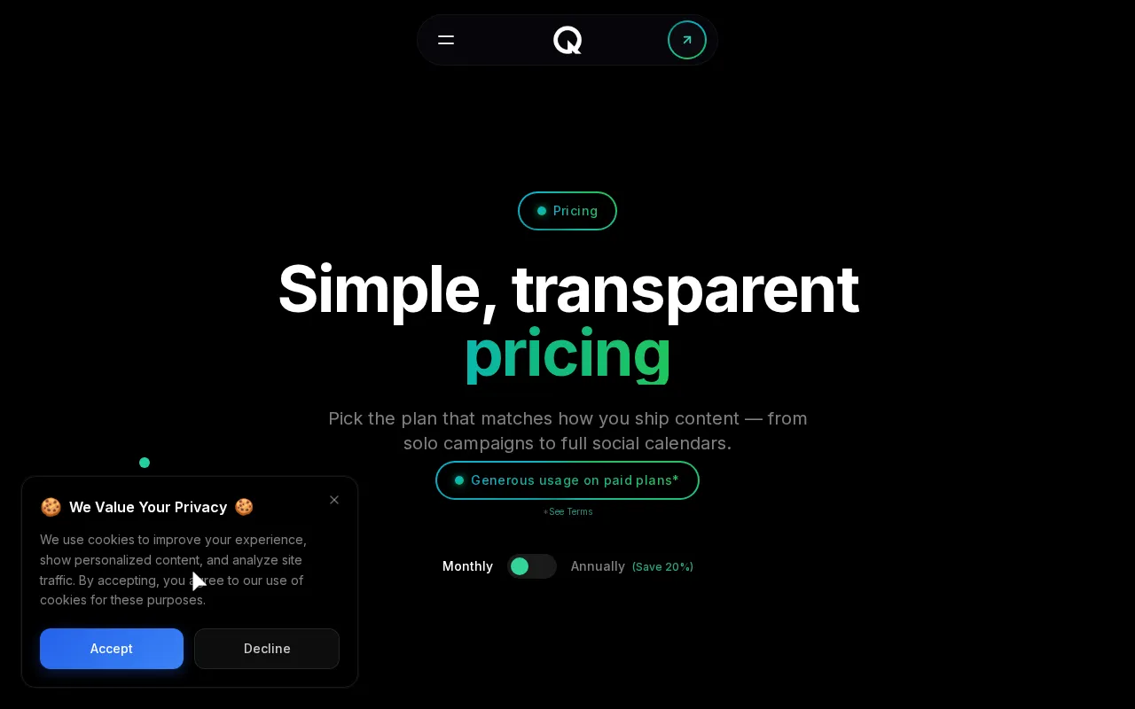 KroniQ AI — pricing page