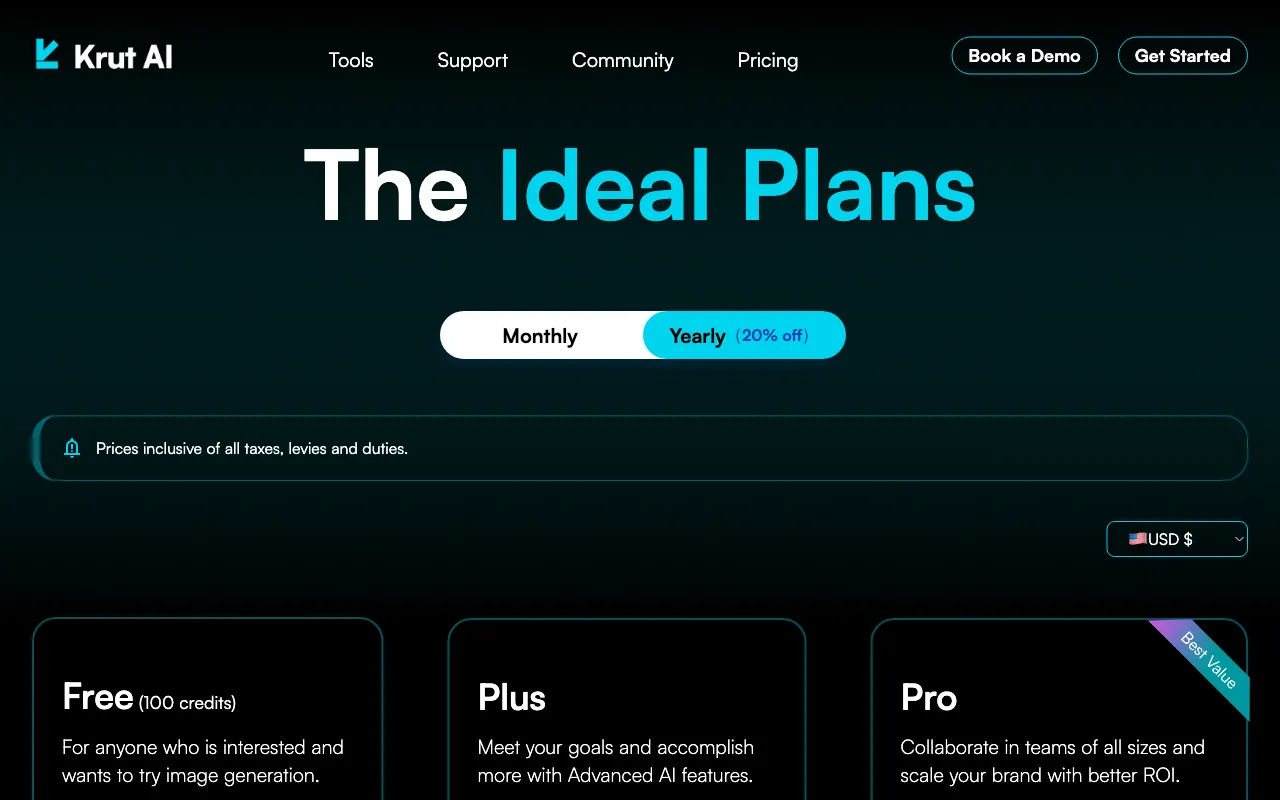 Krut AI — pricing page