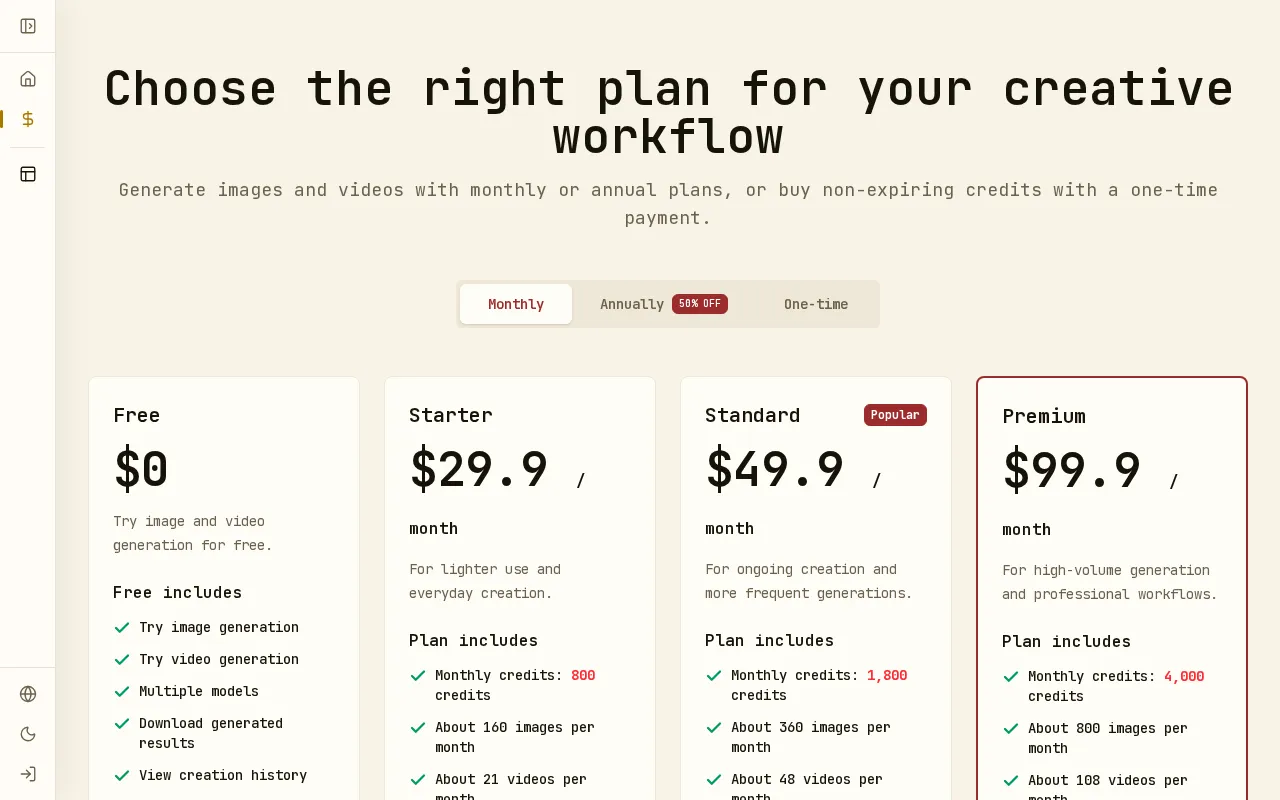 Kuca AI — pricing page