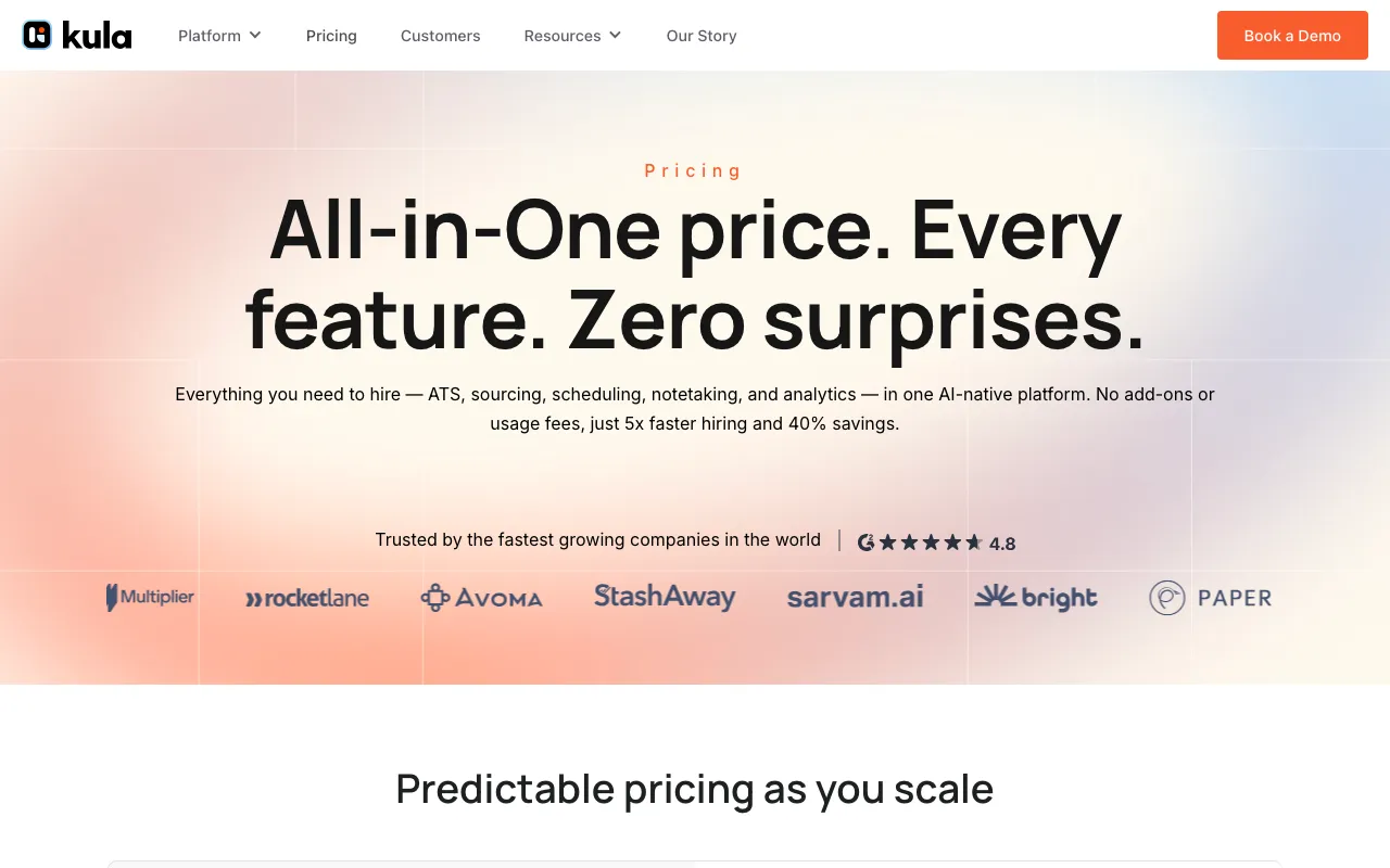 Kula AI — pricing page