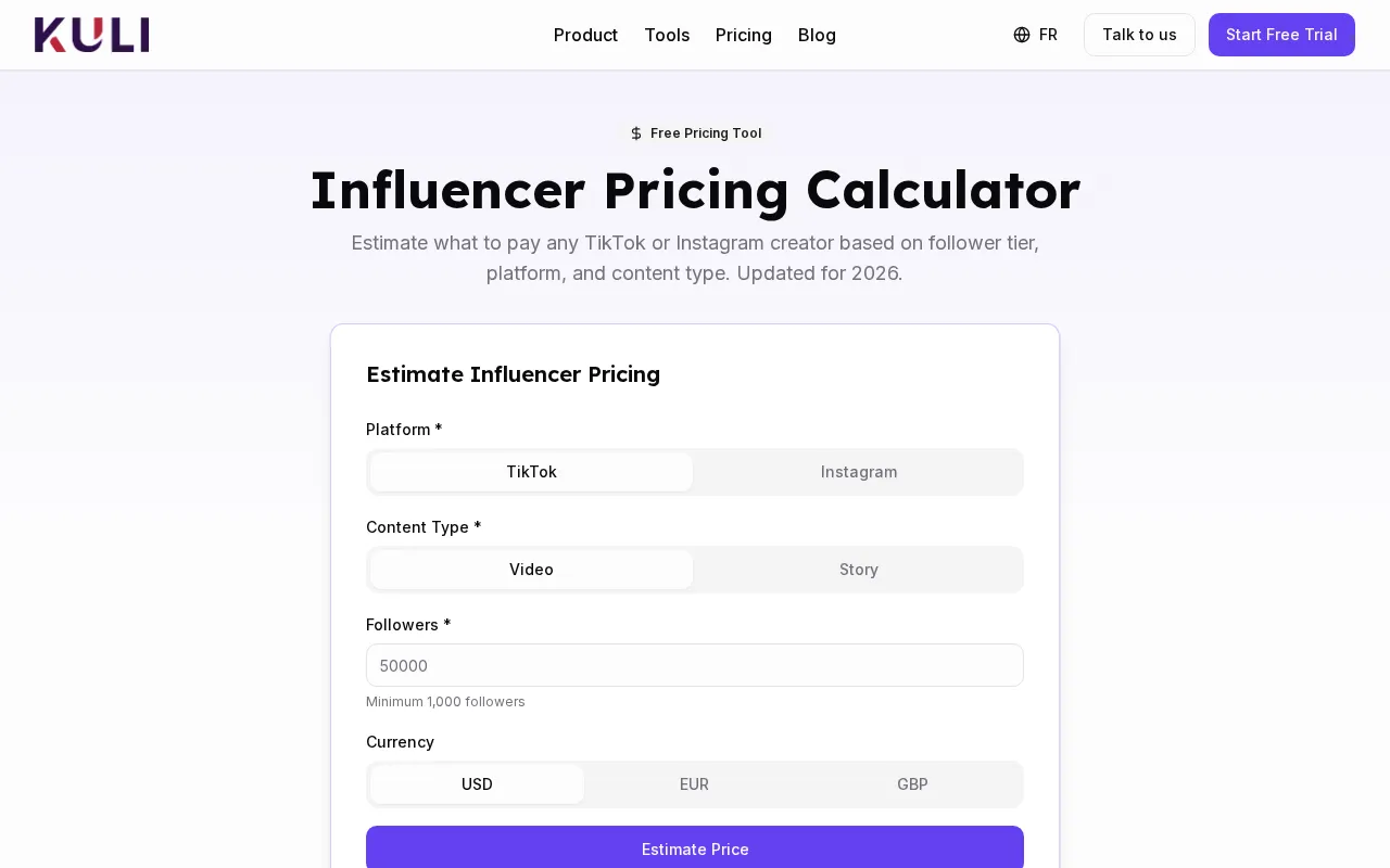 Kuli — pricing page