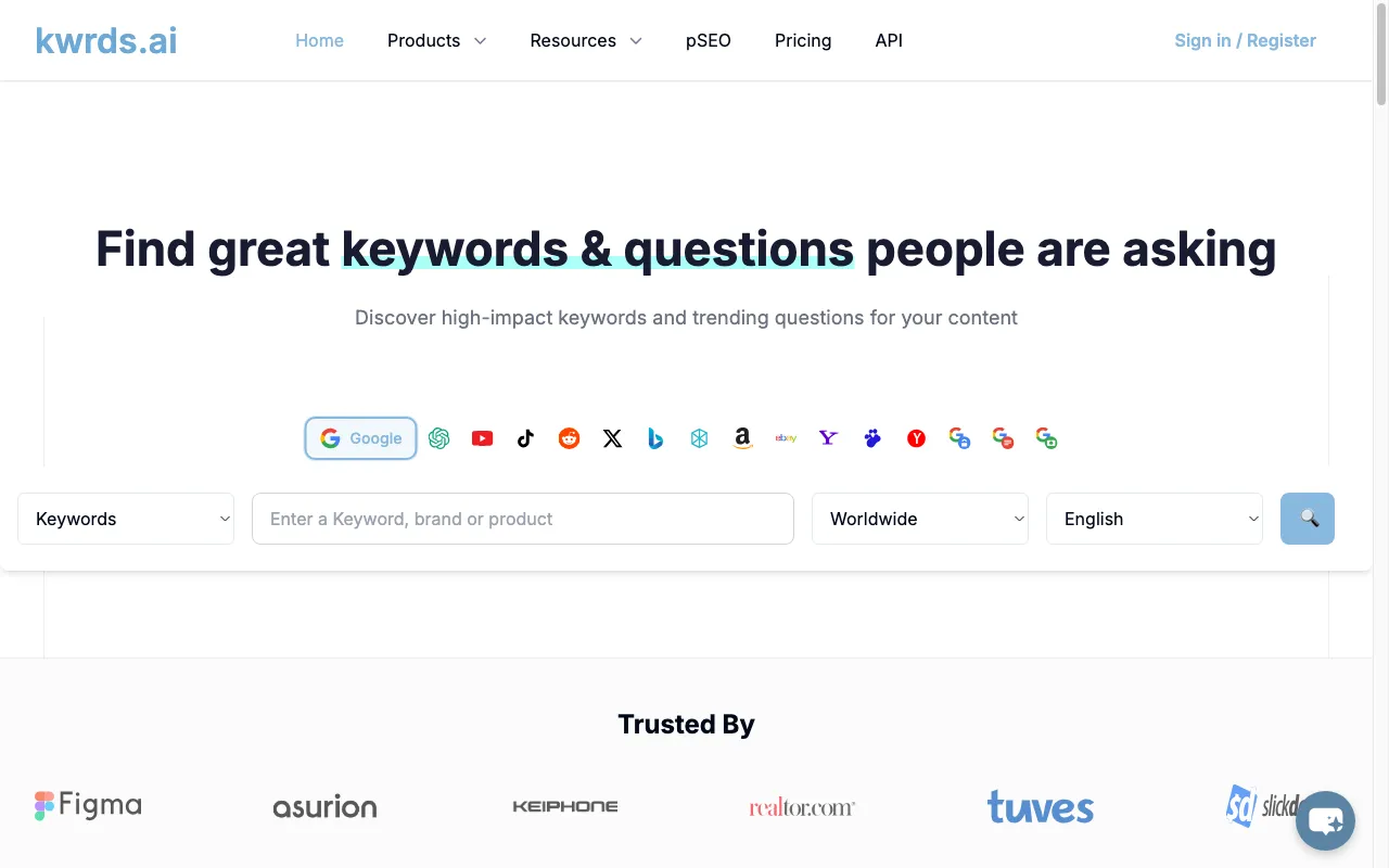 kwrds.ai — preview screenshot