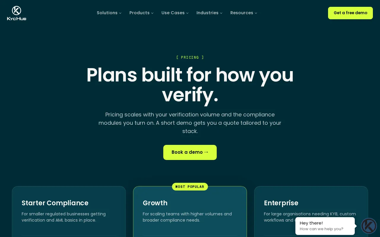 KYC Hub — pricing page
