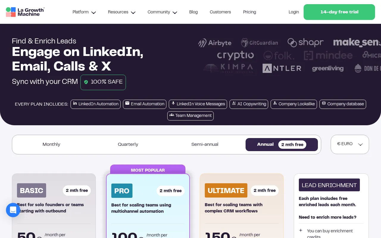 La Growth Machine — pricing page
