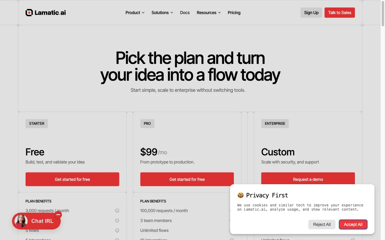Lamatic.ai — pricing page