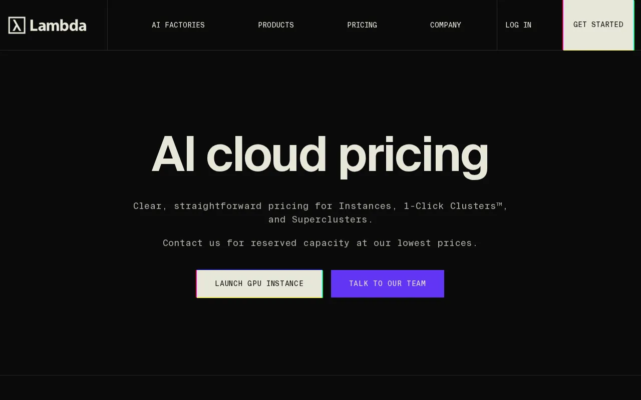 Lambda — pricing page