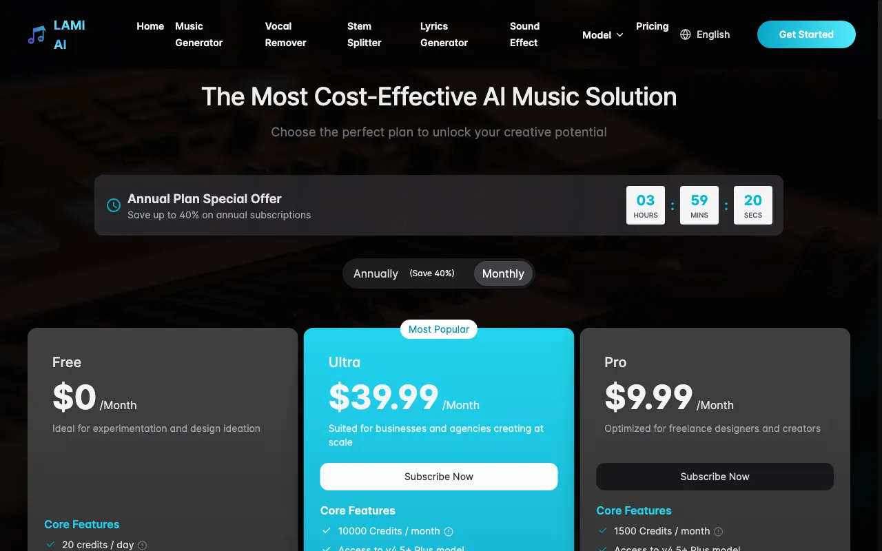 Lami.ai — pricing page