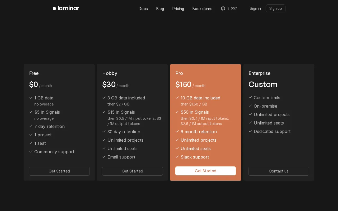 laminar — pricing page