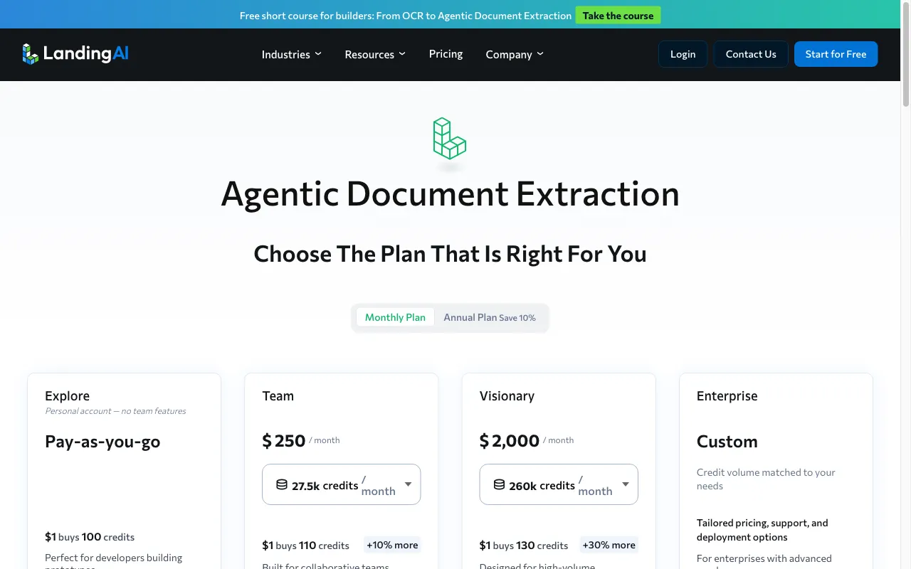 Landing.ai — pricing page